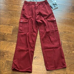 NWT red cargo jeans